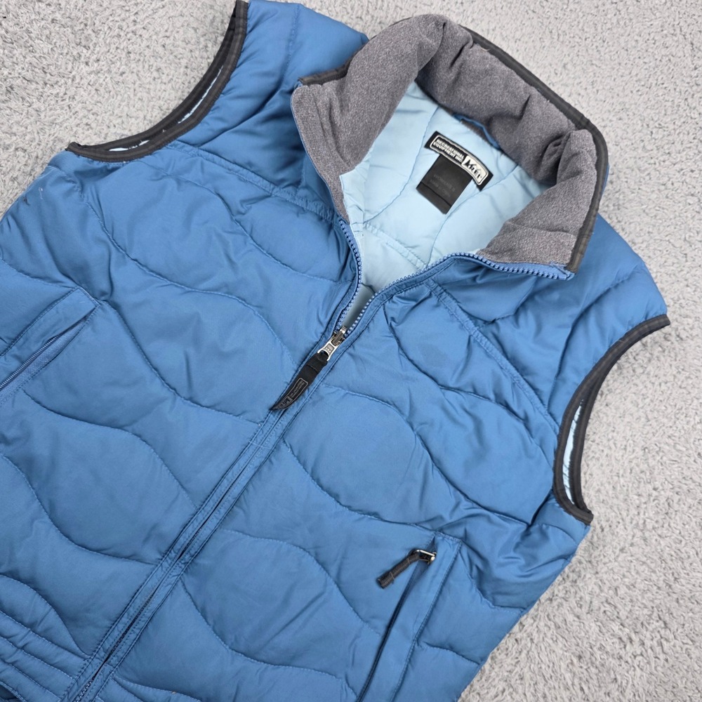 REI‎ Womens Small Blue Goose Down Quilted Puffer Vest Zip In Compatible